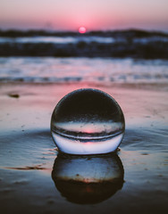 Fototapeta na wymiar Lensball at Sunset in Water