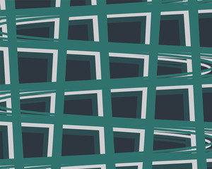 Cute abstract art pattern in a green and grey cage on navy background.Vector illustration