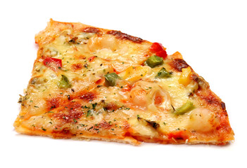 Slices of pizza homemade isolated on white background.