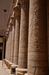 COLONNES ET HIÉROGLYPHES TEMPLE D'EDFOU III SIÈCLE AV J.C EGYPTE