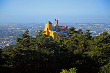 Fairytale colored Palácio Nacional da Pena of Sintra in Portugal