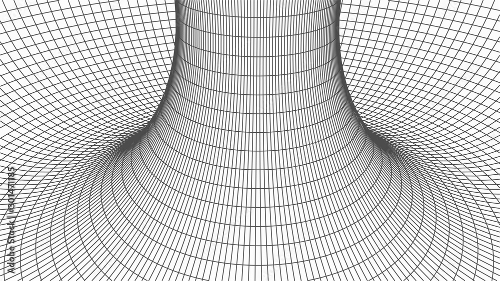 Poster Abstract tunnel. Vector wormhole. 3D corridor mesh.