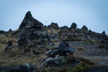 sharp shaped and black rocks in Iceland