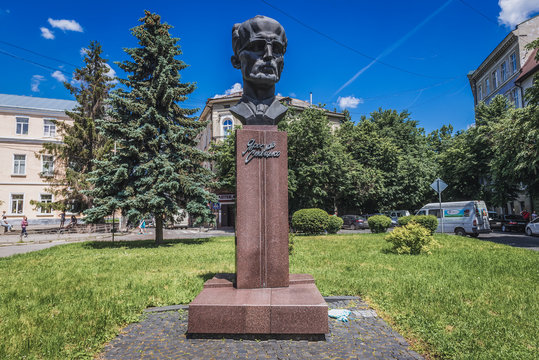 Ternopil, Ukraine - June 9, 2017: Bust of Yaroslav Stetsko in Ternopil city
