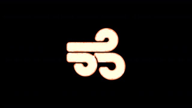 Symbol wind burns out of transparency, then burns again. Alpha channel Premultiplied - Matted with color black