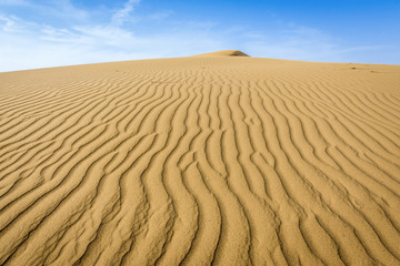 Fototapeta na wymiar Ripple marks on sand dunes of Maranjab Desert in Iran