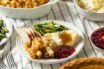 Homemade Thanksgiving Turkey Dinner with Stuffing Potatoes