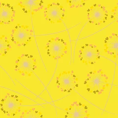 Wall murals Yellow Dandelion blowing vector floral seamless pattern.