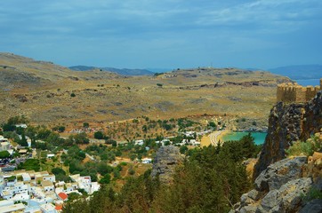 Obraz premium view of Lindos city in Rhodes