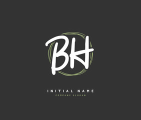 B H BH Beauty vector initial logo, handwriting logo of initial signature, wedding, fashion, jewerly, boutique, floral and botanical with creative template for any company or business.