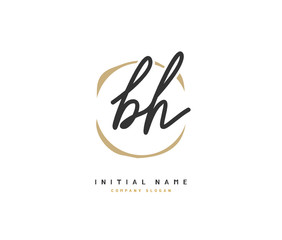 B H BH Beauty vector initial logo, handwriting logo of initial signature, wedding, fashion, jewerly, boutique, floral and botanical with creative template for any company or business.