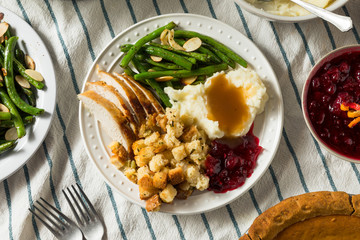 Homemade Thanksgiving Turkey Dinner with Stuffing Potatoes
