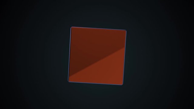3d mirror cube rotates with reflection of red and blue colors