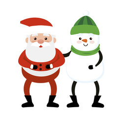 merry christmas santa claus with snowman vector illustration design
