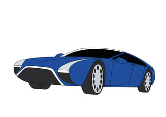 Fototapeta premium Luxury car blue vector illustration isolated