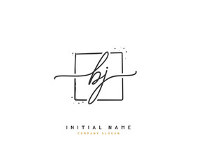 B J BJ Beauty vector initial logo, handwriting logo of initial signature, wedding, fashion, jewerly, boutique, floral and botanical with creative template for any company or business.