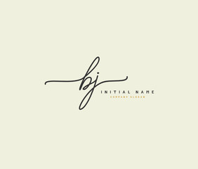 B J BJ Beauty vector initial logo, handwriting logo of initial signature, wedding, fashion, jewerly, boutique, floral and botanical with creative template for any company or business.