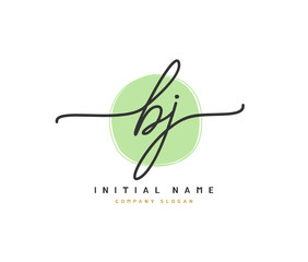 B J BJ Beauty vector initial logo, handwriting logo of initial signature, wedding, fashion, jewerly, boutique, floral and botanical with creative template for any company or business.