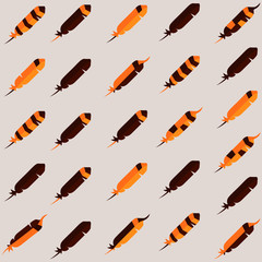 Decorative turkey feathers diagonally for printing. Vector