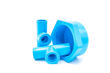 Blue PVC Fittings - Threaded Faucet Tees and Threaded Cap