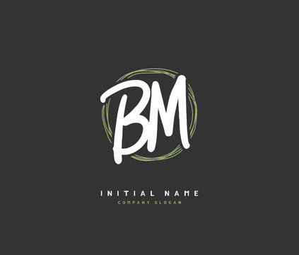 B M BM Beauty vector initial logo, handwriting logo of initial signature, wedding, fashion, jewerly, boutique, floral and botanical with creative template for any company or business.