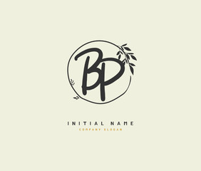 Obraz premium B P BP Beauty vector initial logo, handwriting logo of initial signature, wedding, fashion, jewerly, boutique, floral and botanical with creative template for any company or business.