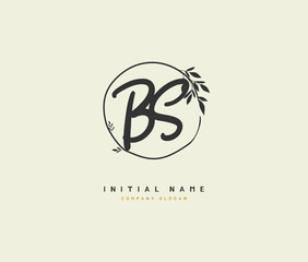 B S BSC Beauty vector initial logo, handwriting logo of initial signature, wedding, fashion, jewerly, boutique, floral and botanical with creative template for any company or business.