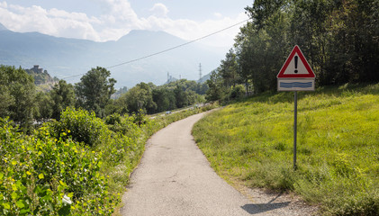 Dora Baltea route next to Prelaz, Aosta Valley, Italy