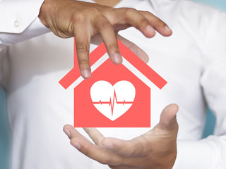 The concept of house safety. Insurance related icon graphic interface showing house.