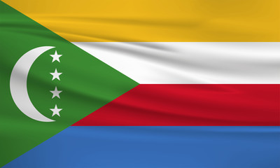 Obraz premium Illustration of a waving flag of the Comoros