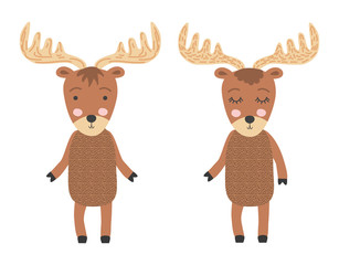A pair of Scandinavian moose, children's print, poster, design