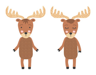 A pair of Scandinavian moose, children's print, poster, design
