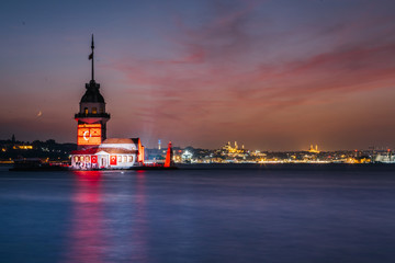 Obraz premium 29 October 2019: Turkey Republic Anniversary, fireworks at Salacak Uskudar Istanbu