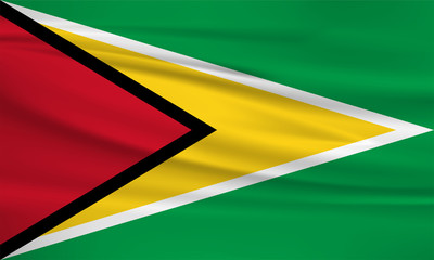 Illustration of a waving flag of the Guyana