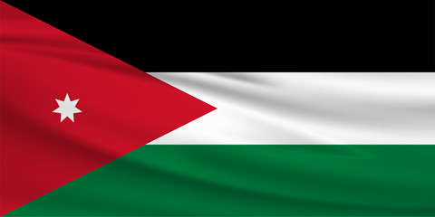 Obraz premium Jordan flag vector icon, Jordan flag waving in the wind.