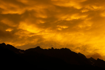 Sunset in Chamonix, France