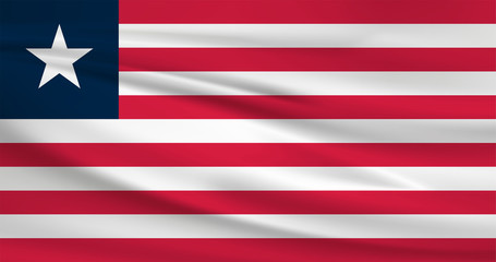 Illustration of a waving flag of the Liberia