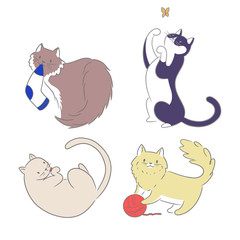 Cats and Kittens Cartoon Animal Illustration