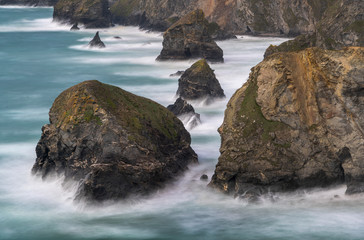 Carnewas and Bedruthan Steps, Newquay, Cornwall,UK
