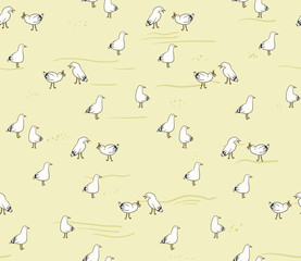Seagull Birds Animal Pattern Illustration