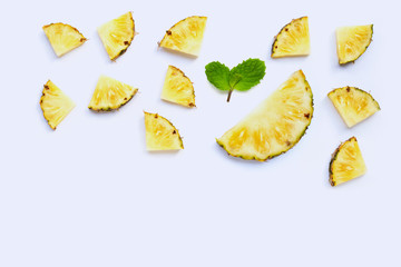 Fresh pineapple on white background.