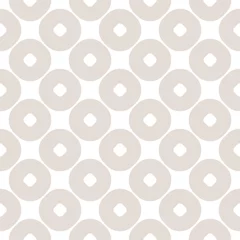 Cercles muraux Cercles Modèle sans couture de vecteur avec des cercles perforés. Abstrait géométrique aux couleurs pastel, beige &amp  blanc. Texture simple, répétez les carreaux. Design monochrome élégant pour les impressions, la décoration intérieure, le tissu