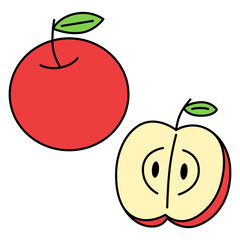 りんご　手書き風　イラスト　アイコン
