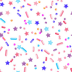 Sprinkle Cupcake Donut Topping. Seamless Pattern 