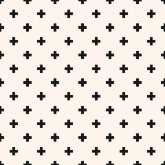Simple minimal vector geometric seamless pattern with crosses. Black and white