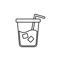 Isolated iced coffee glass icon line design