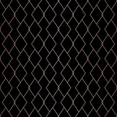 Rose gold pattern. Vector geometric seamless grid texture. Copper metallic lines