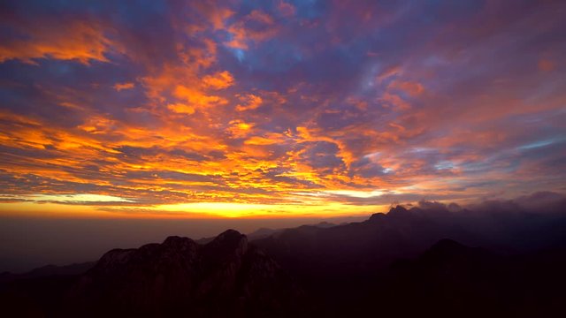 China's East China Mountain Peak Sunrise Landscape Film