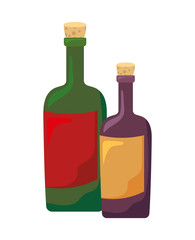 bottles of wine on white background