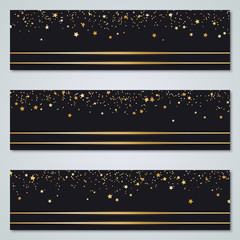Christmas and New Year black vector banners templates collection